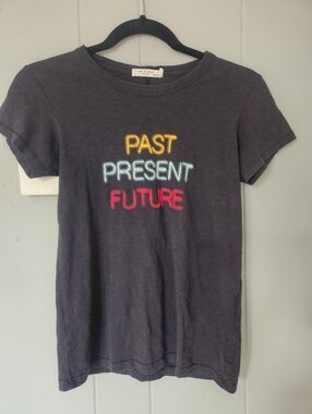 Rag And Bone Women's Charcoal 'Past Present Future' Graphic Tee